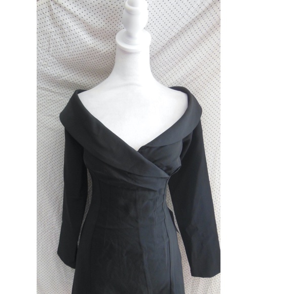 NEW ASTR Label BLACK Off The Shoulder TUXEDO COLLAR Long Sleeve COCKTAIL DRESS S - Picture 4 of 11